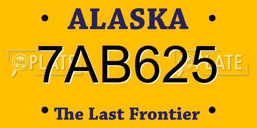 7AB625 Alaska License Plate