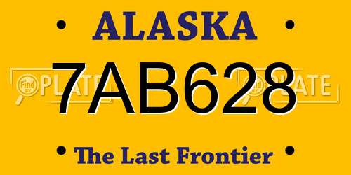 7AB628 Alaska License Plate