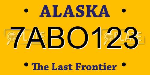 7ABO123 Alaska License Plate