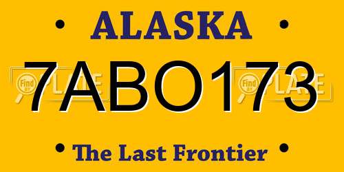7ABO173 Alaska License Plate