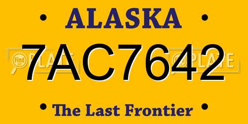 7AC7642 Alaska License Plate