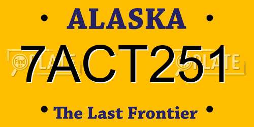 7ACT251 Alaska License Plate