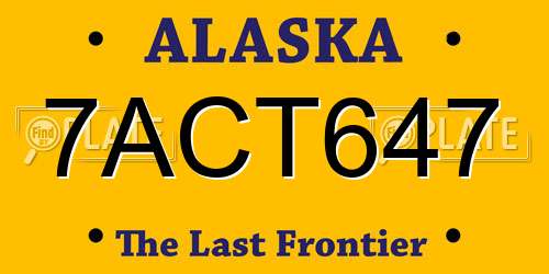 7ACT647 Alaska License Plate