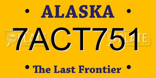 7ACT751 Alaska License Plate