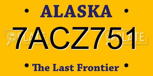 7ACZ751 Alaska License Plate