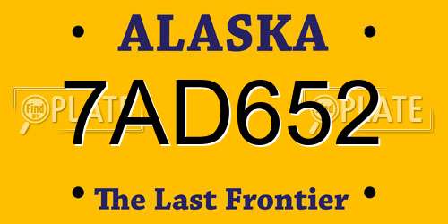 7AD652 Alaska License Plate