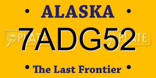 7ADG52 Alaska License Plate