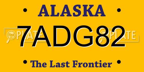 7ADG82 Alaska License Plate