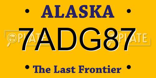 7ADG87 Alaska License Plate