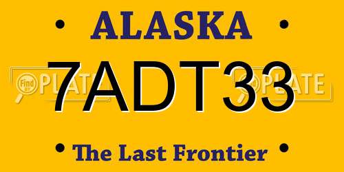7ADT33 Alaska License Plate
