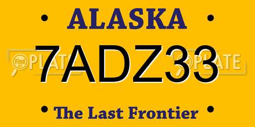 7ADZ33 Alaska License Plate