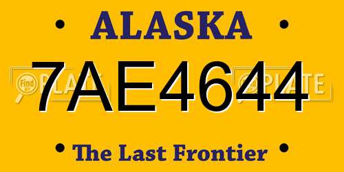 7AE4644 Alaska License Plate