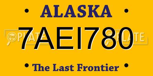 7AEI780 Alaska License Plate