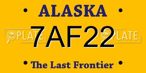 7AF22 Alaska License Plate