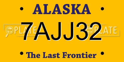 7AJJ32 Alaska License Plate