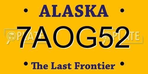 7AOG52 Alaska License Plate