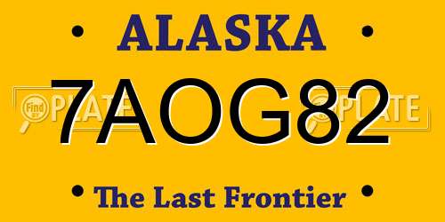 7AOG82 Alaska License Plate