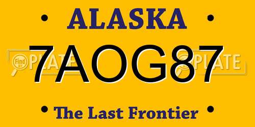 7AOG87 Alaska License Plate