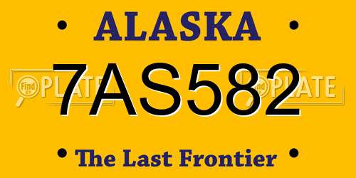7AS582 Alaska License Plate