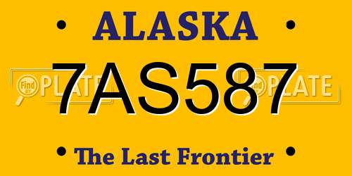 7AS587 Alaska License Plate