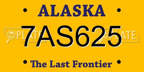 7AS625 Alaska License Plate