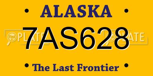 7AS628 Alaska License Plate