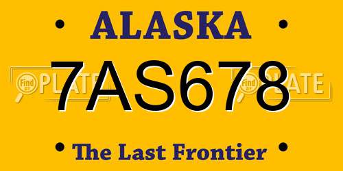7AS678 Alaska License Plate