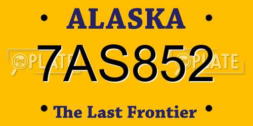 7AS852 Alaska License Plate