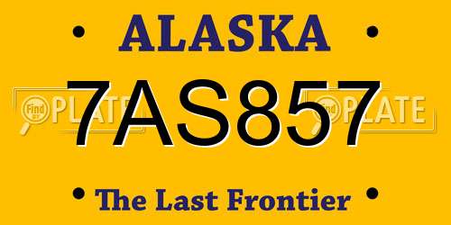 7AS857 Alaska License Plate