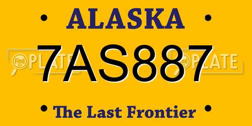 7AS887 Alaska License Plate