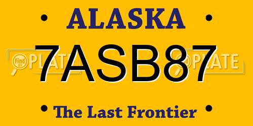 7ASB87 Alaska License Plate