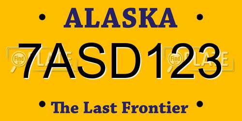 7ASD123 Alaska License Plate