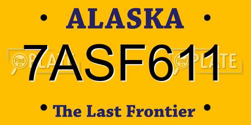 7ASF611 Alaska License Plate
