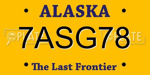 7ASG78 Alaska License Plate