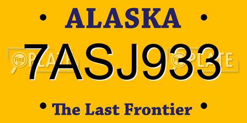 7ASJ933 Alaska License Plate