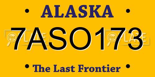 7ASO173 Alaska License Plate