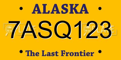 7ASQ123 Alaska License Plate
