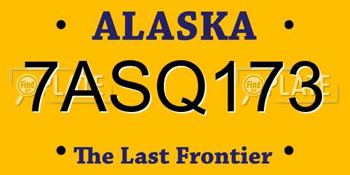 7ASQ173 Alaska License Plate