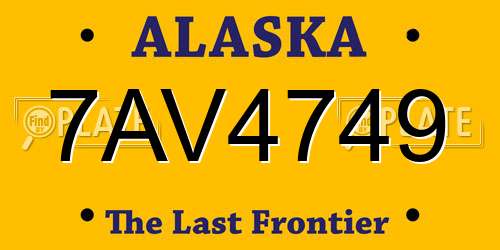 7AV4749 Alaska License Plate