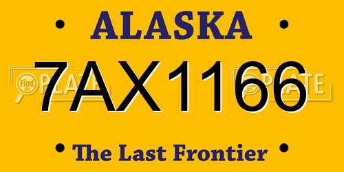 7AX1166 Alaska License Plate
