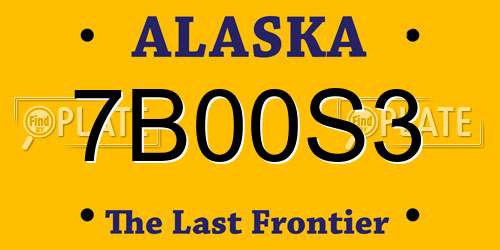 7B00S3 Alaska License Plate