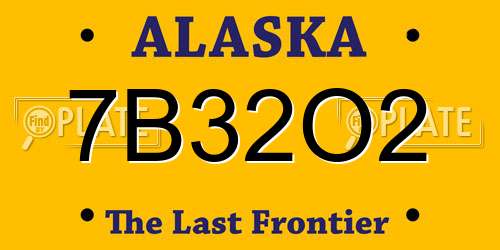 7B32O2 Alaska License Plate