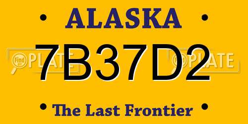 7B37D2 Alaska License Plate