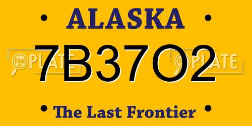7B37O2 Alaska License Plate