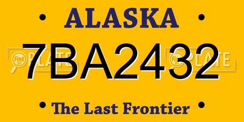 7BA2432 Alaska License Plate