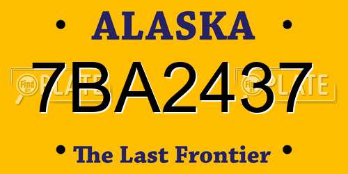7BA2437 Alaska License Plate