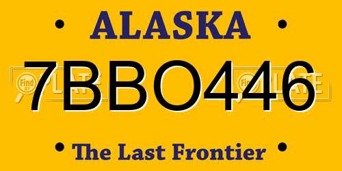 7BBO446 Alaska License Plate