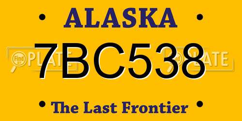7BC538 Alaska License Plate