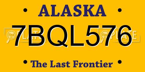 7BQL576 Alaska License Plate