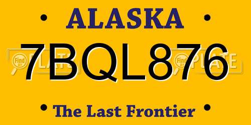 7BQL876 Alaska License Plate
